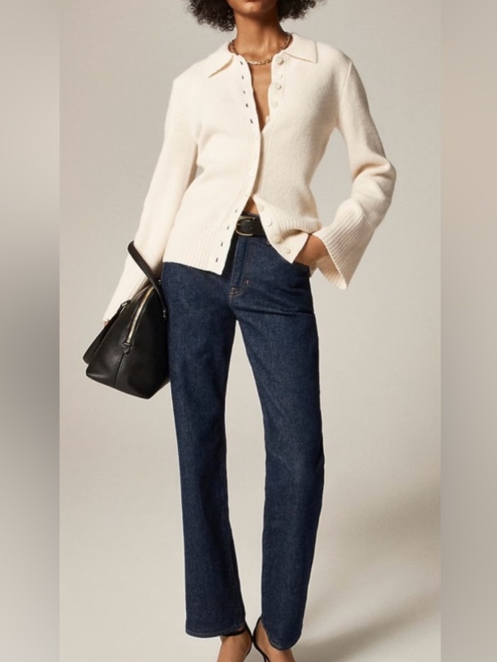 J. Crew Milano Stitch Cinched Waist Wool Cardigan Sweater Medium Button Up NWT